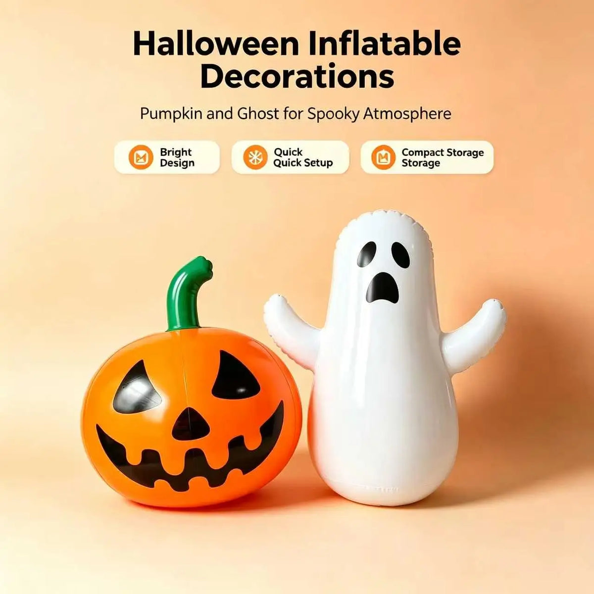 Halloween Inflatable Decor Set 100cm Inflatable Bone Pumpkin Ghost Tumbler Home Party Venue Halloween Decor Spooky Festival Prop