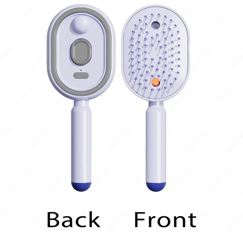 Electric Spray 3 In 1 Massage Comb, Rechargeable Self Cleaning Steam Oil Brush Anti Static Detangling Air Cushion Scalp Care