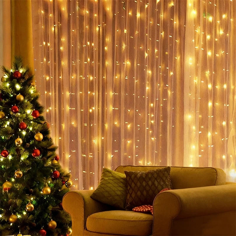 USB Powered Curtain String Lights 8 Modes LED Lights with Remote Control Bedroom Wedding Halloween Decorations Christmas Lights