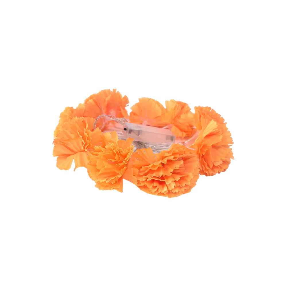 1pc/2pcs Marigold Garland Light String, 10LED Artificial Marigold Flower String Lights for Halloween Day of the Dead Party Decor