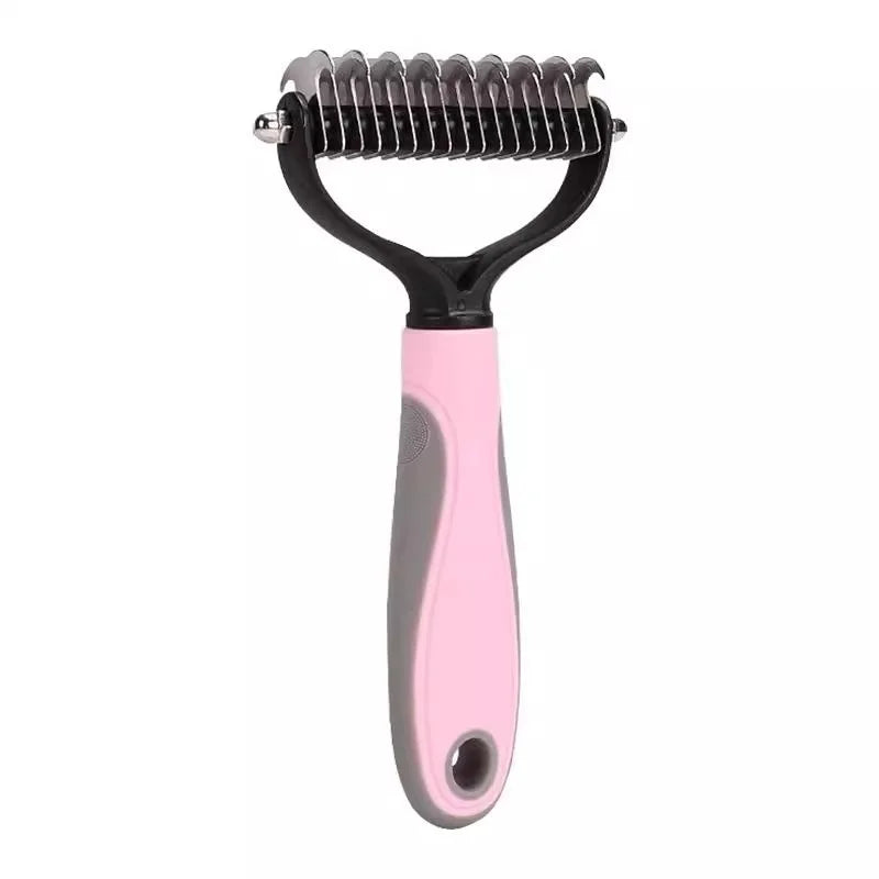 Stainless Steel Double Sided Pet Deshedding Brush Dog Grooming Comb Efficient Shedding Dematting Essential Grooming Tool for Pet