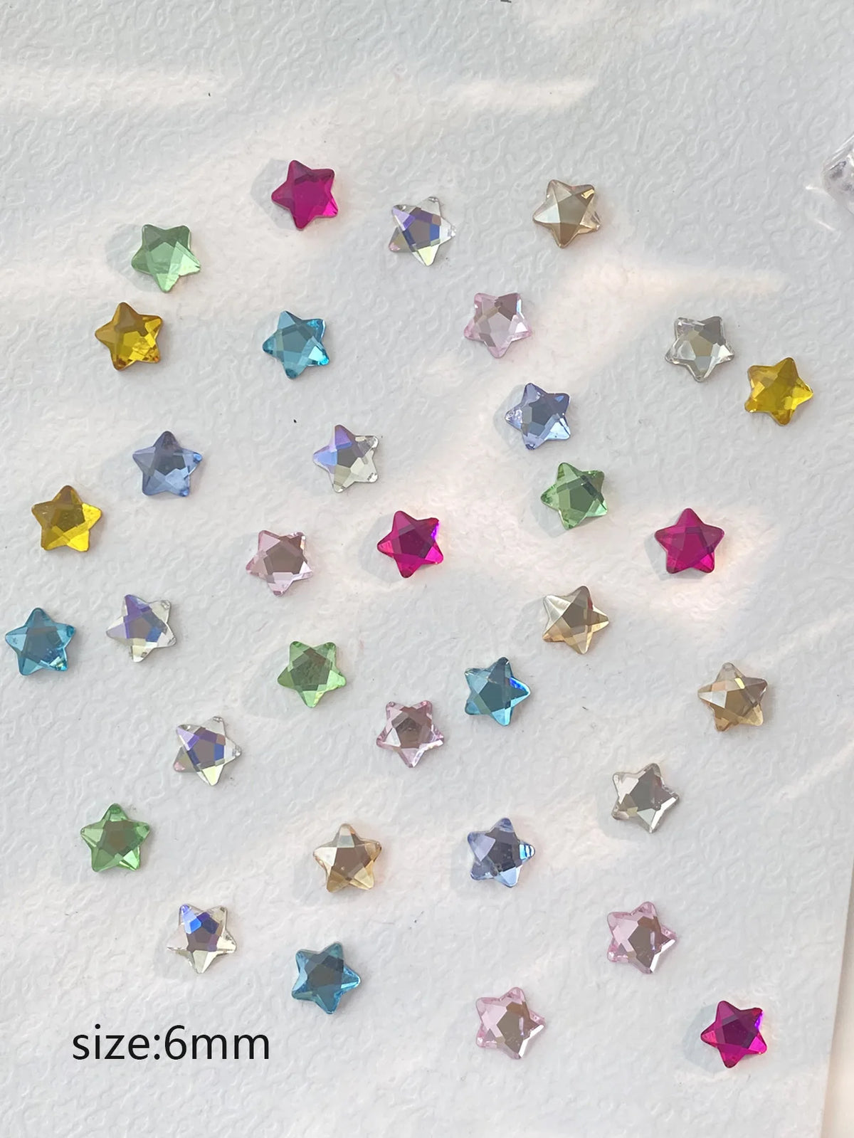 50pcs Mix Color 4MM Star Christmas Korea Style Nail Art Charms 3D Cute 6MM Colorful Star Nail Decoration