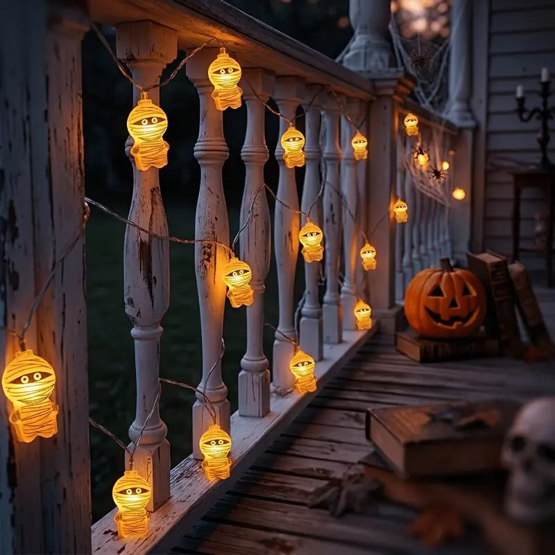 Battery Powered Spooky Mummy Halloween LED String Lights Indoor/Outdoor Room Party Decorations