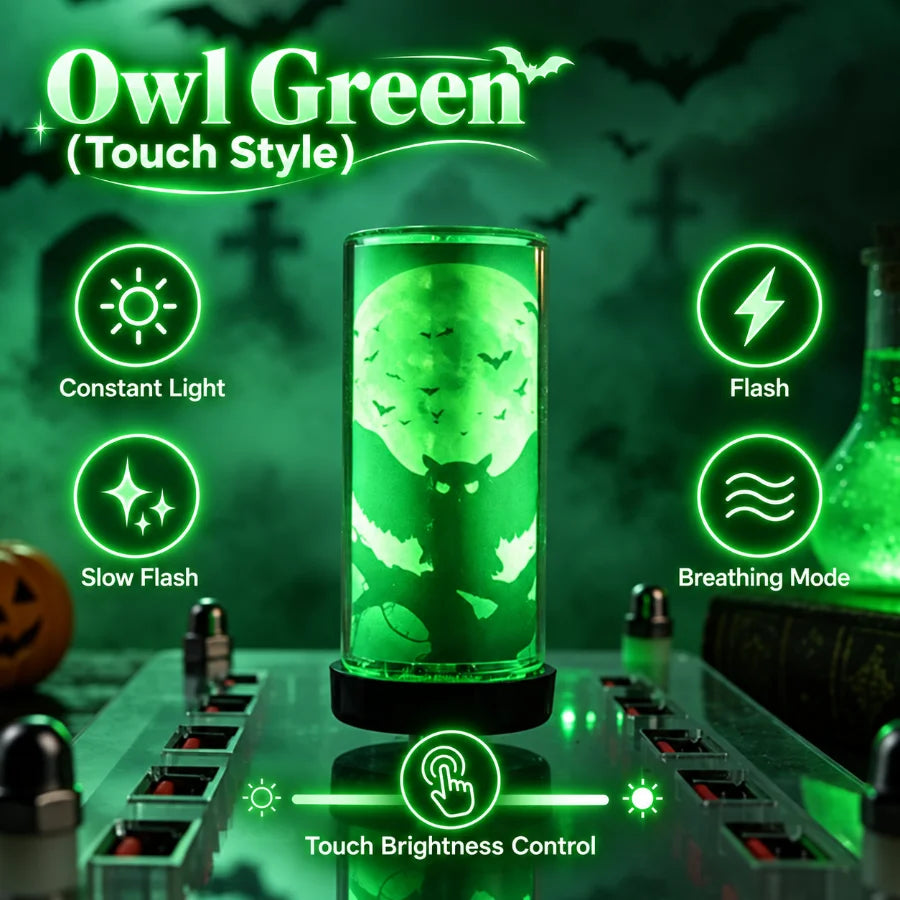 Halloween USB LED Glass Light Witch Pumpkin Skull Touch Control Dimmable Laptop Festival Toy Decoration Atmosphere Night Light