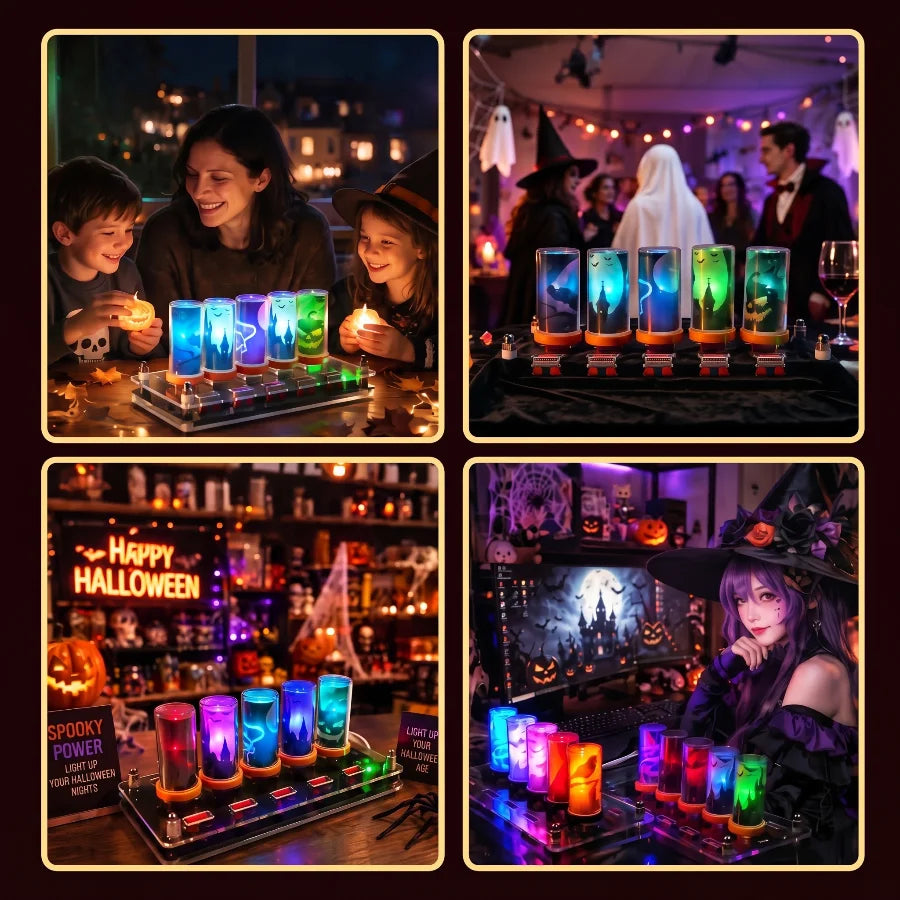 Halloween USB LED Glass Light Witch Pumpkin Skull Touch Control Dimmable Laptop Festival Toy Decoration Atmosphere Night Light