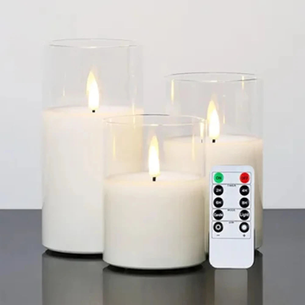 LED Lights for Home Electronic Candle LED Candle Decoration Glass Candle Full Set Remote Control Timer for Christmas Wedding