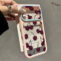 2D FLAT Burgundy Cherry Pattern Phone Case For iPhone 18 17 16 15 14 13 12 11 Pro Max 16Plus Transparent Shockproof Bumper Cover