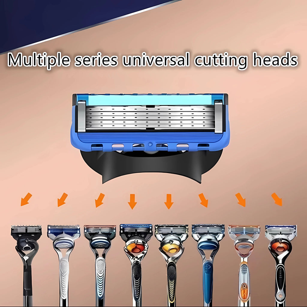 Retro Stainless Steel Manual Shaver with 5-Layer Razor Blade Reusable Wet Shaving Scratch Resistant Hair Removal Tool