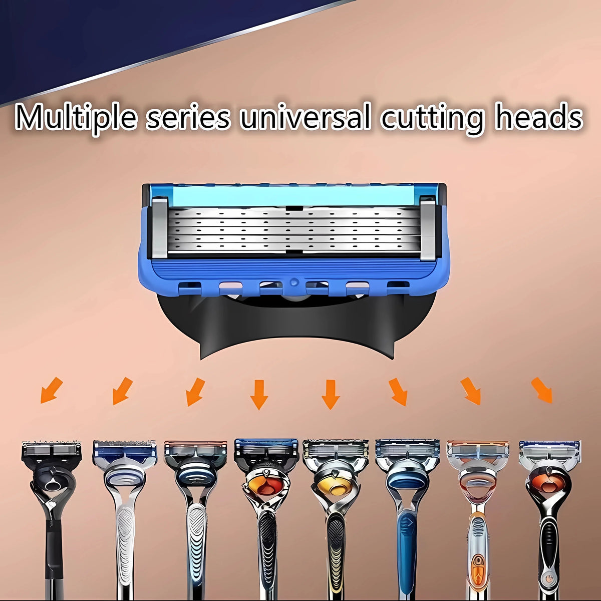 Retro Stainless Steel Manual Shaver with 5-Layer Razor Blade Reusable Wet Shaving Scratch Resistant Hair Removal Tool