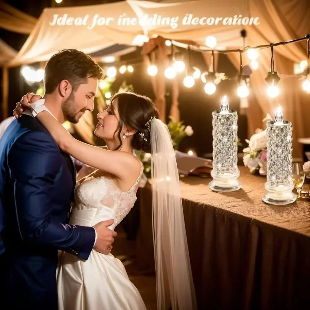 LED Candle Light, Projection Flameless Flickering Decorative Crystal Ambient for Bedroom Bedside Romantic Decor Gift Home