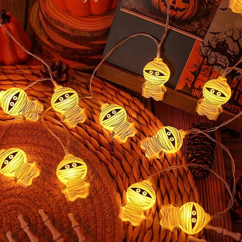Battery Powered Spooky Mummy Halloween LED String Lights Indoor/Outdoor Room Party Decorations