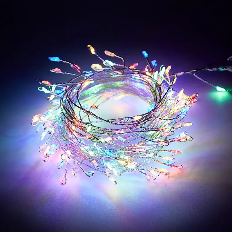 LED Firecracker String Lights USB Power Remote Control Halloween Garland Fairy Lights for Wedding Party Christmas Decoration