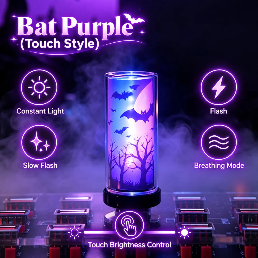 Halloween USB LED Glass Light Witch Pumpkin Skull Touch Control Dimmable Laptop Festival Toy Decoration Atmosphere Night Light