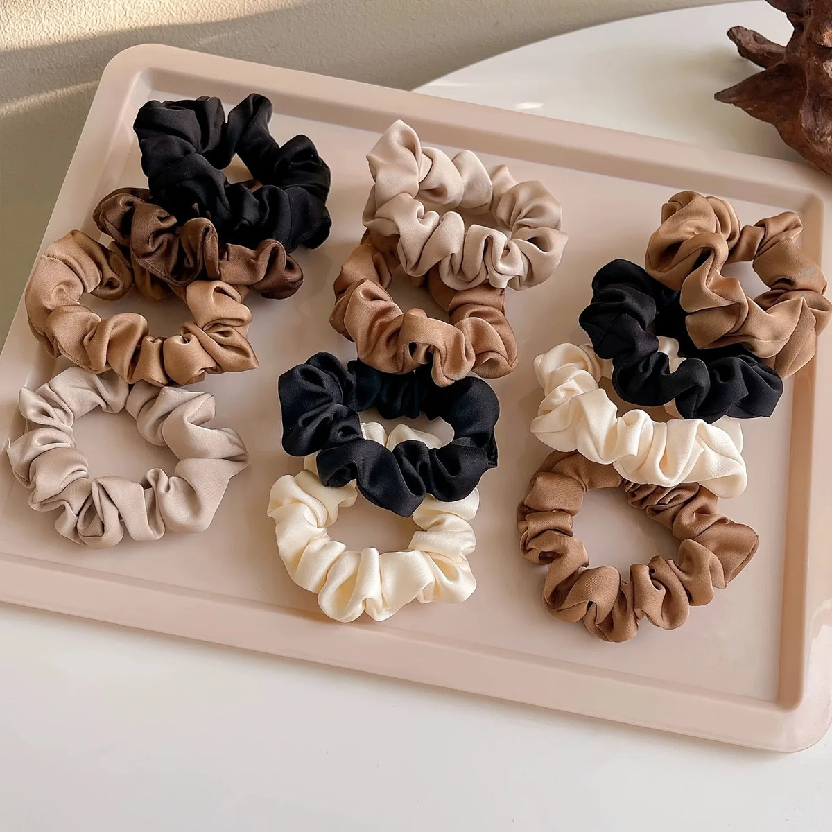 Women's Satin Scrunchies – Large Hair Ties for Low Bun & Ponytail, Simple Elegant Design, Versatile Daily Hair Accessory