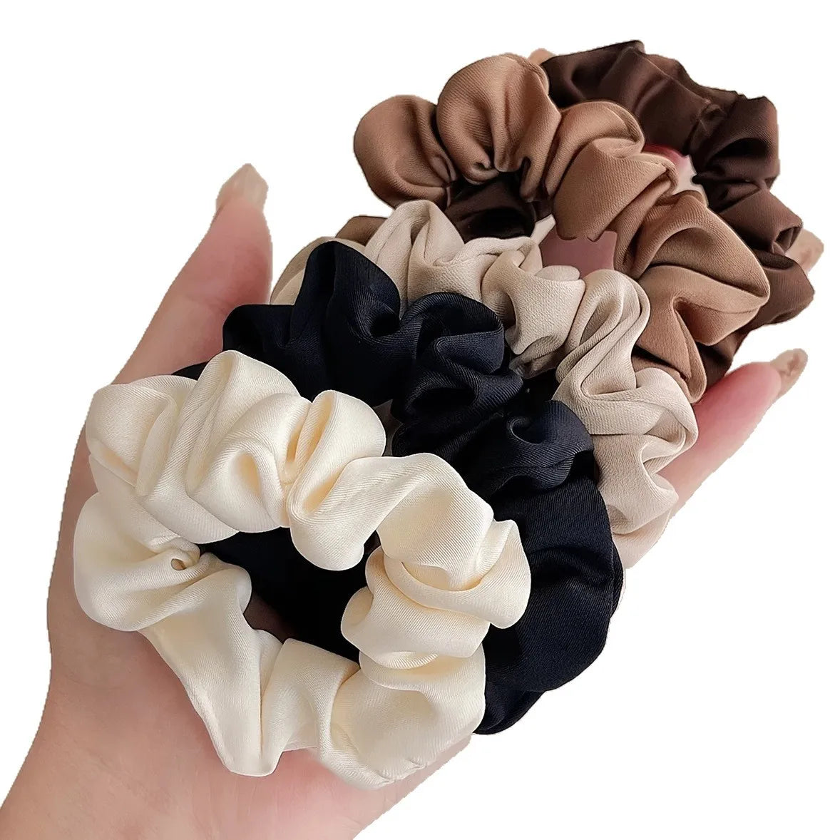 Women's Satin Scrunchies – Large Hair Ties for Low Bun & Ponytail, Simple Elegant Design, Versatile Daily Hair Accessory