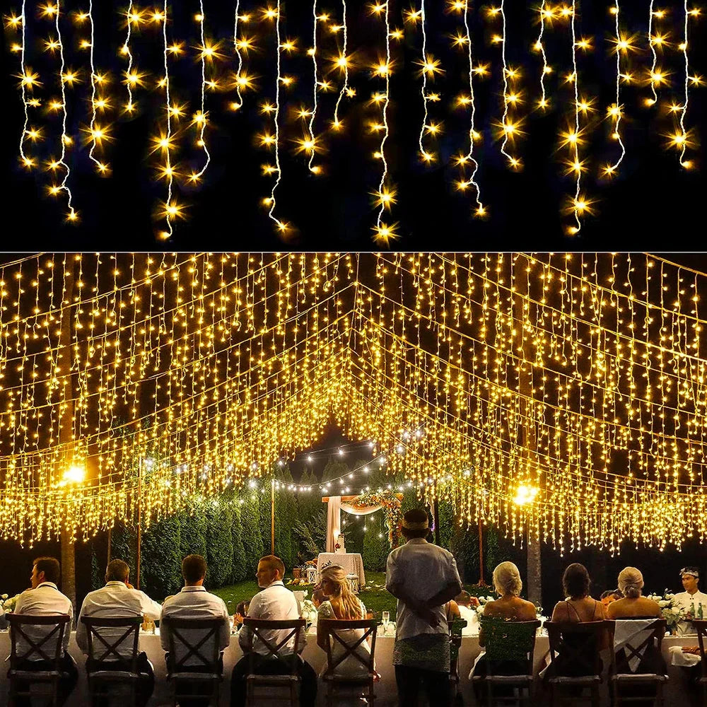 Outdoor Christmas Light Solar LED Icicle String Lights 3.5M 96Leds/7M 162Leds/13M 216Leds IP65 Solar Fairy Lights for Halloween