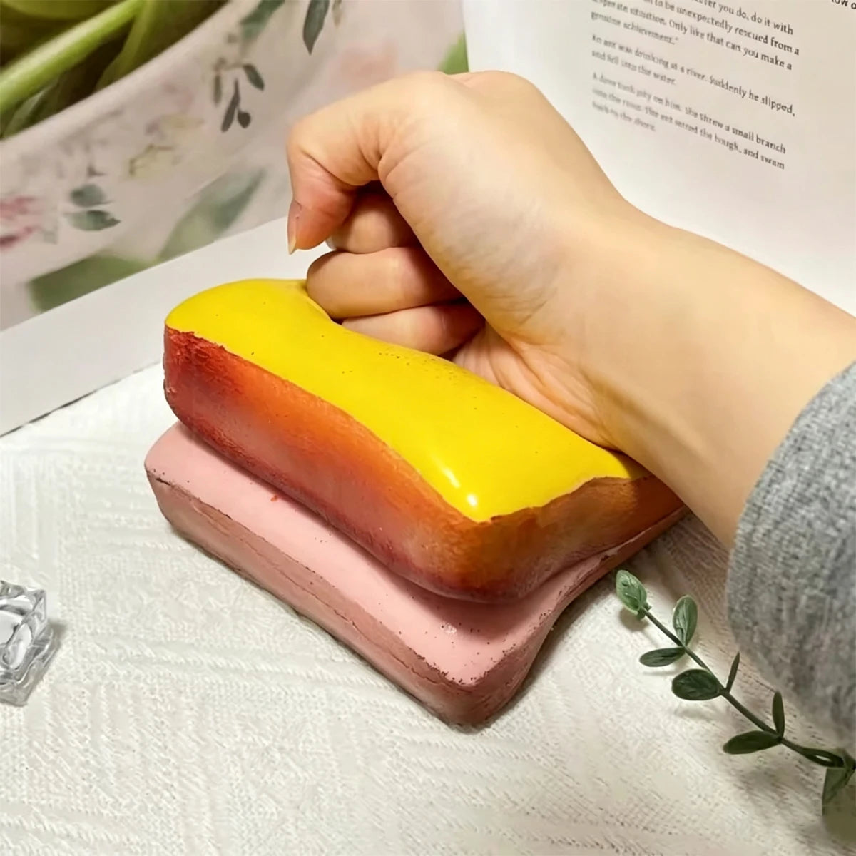 11cm Sticky Bread Squishy Toys,Soft Strawberry Toast Slow Rising Squishy, Realistic Toast-Shaped Squeeze Gifts for Stress Relief