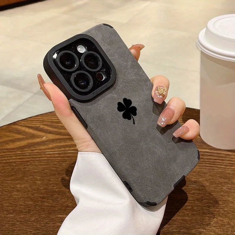 Fashionable And Minimalist Black Clover Phone Case For IPhone 17 16 15 14 13 12 11 Pro Max Plus Air 16E X XR XS Max Bumper Cover