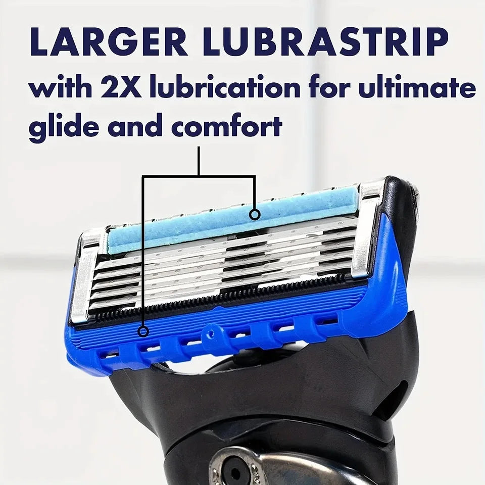 Retro Stainless Steel Manual Shaver with 5-Layer Razor Blade Reusable Wet Shaving Scratch Resistant Hair Removal Tool
