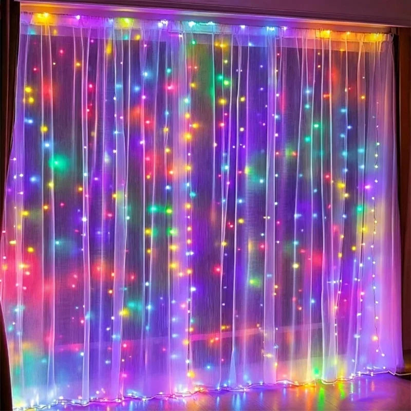 8 Modes Curtain LED Lights String USB Plug Fairy Light with Remote Control Bedroom Wedding Christmas Halloween Party Decorations