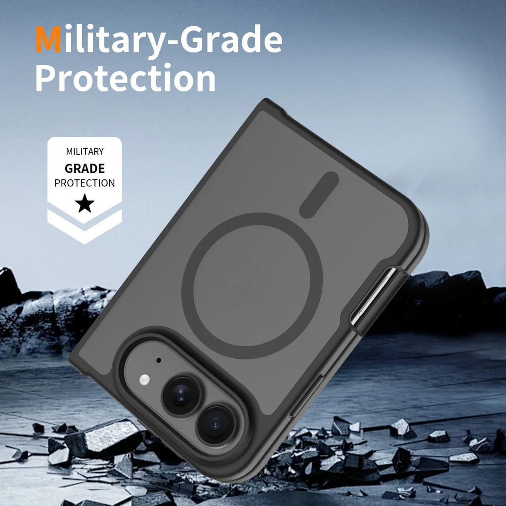 Luxury Matte Magnetic Charge Phone Case For iPhone Duo For Magsafe Skin Feel Translucent Shockproof Fold Cover Funda