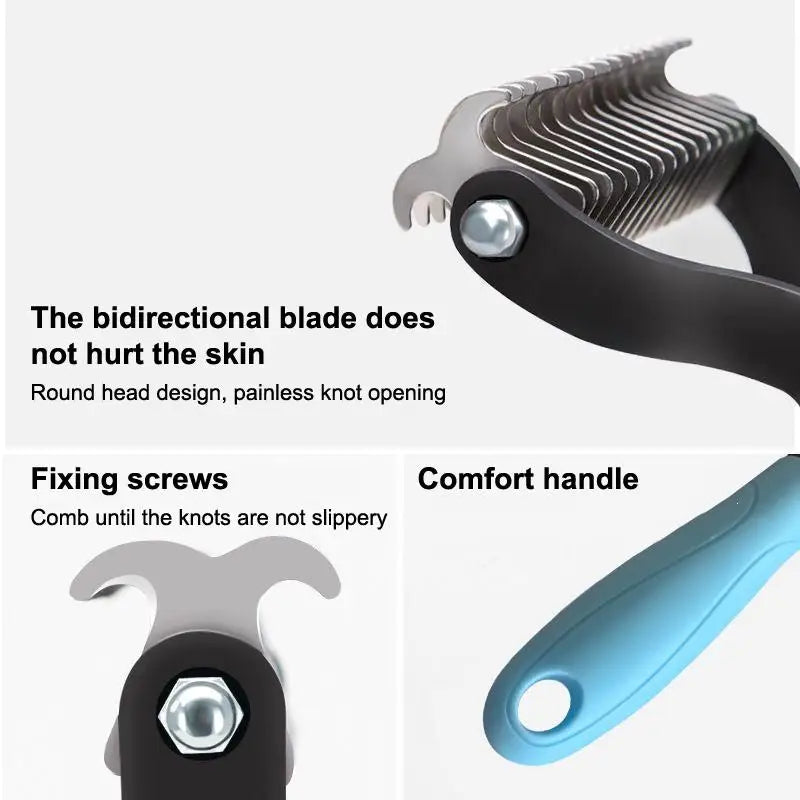 Two sided Pet Deshedding Brush Professional Hair Remover Comb for Dog Cat Grooming Use