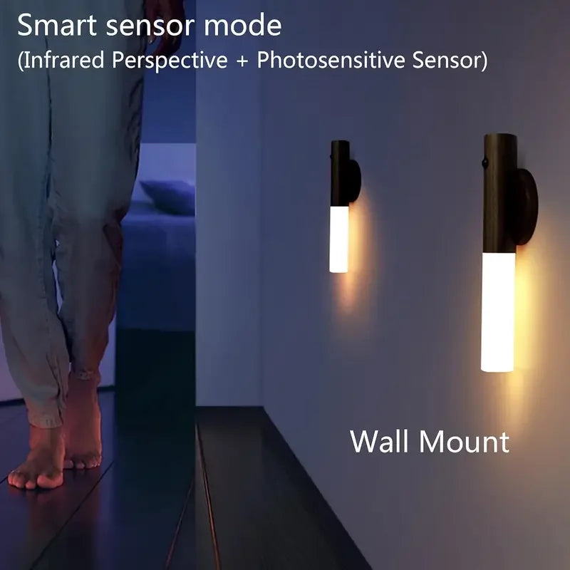 Smart Motion Sensor Night Light, Rechargeable LED Wall/Cabinet Light for Bedroom,Kitchen, Bathroom - Anti-Collision & Shockproof