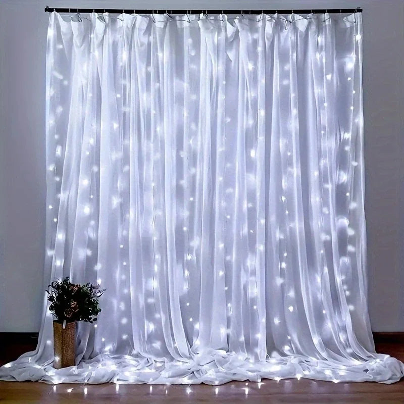8 Modes Curtain LED Lights String USB Plug Fairy Light with Remote Control Bedroom Wedding Christmas Halloween Party Decorations