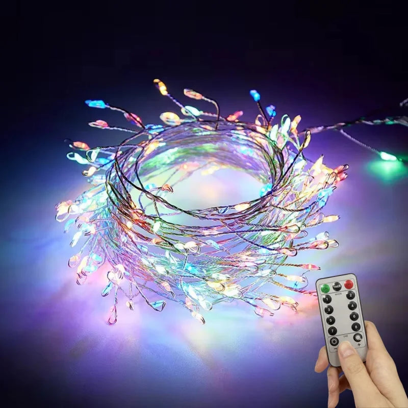 LED Firecracker String Lights USB Power Remote Control Halloween Garland Fairy Lights for Wedding Party Christmas Decoration
