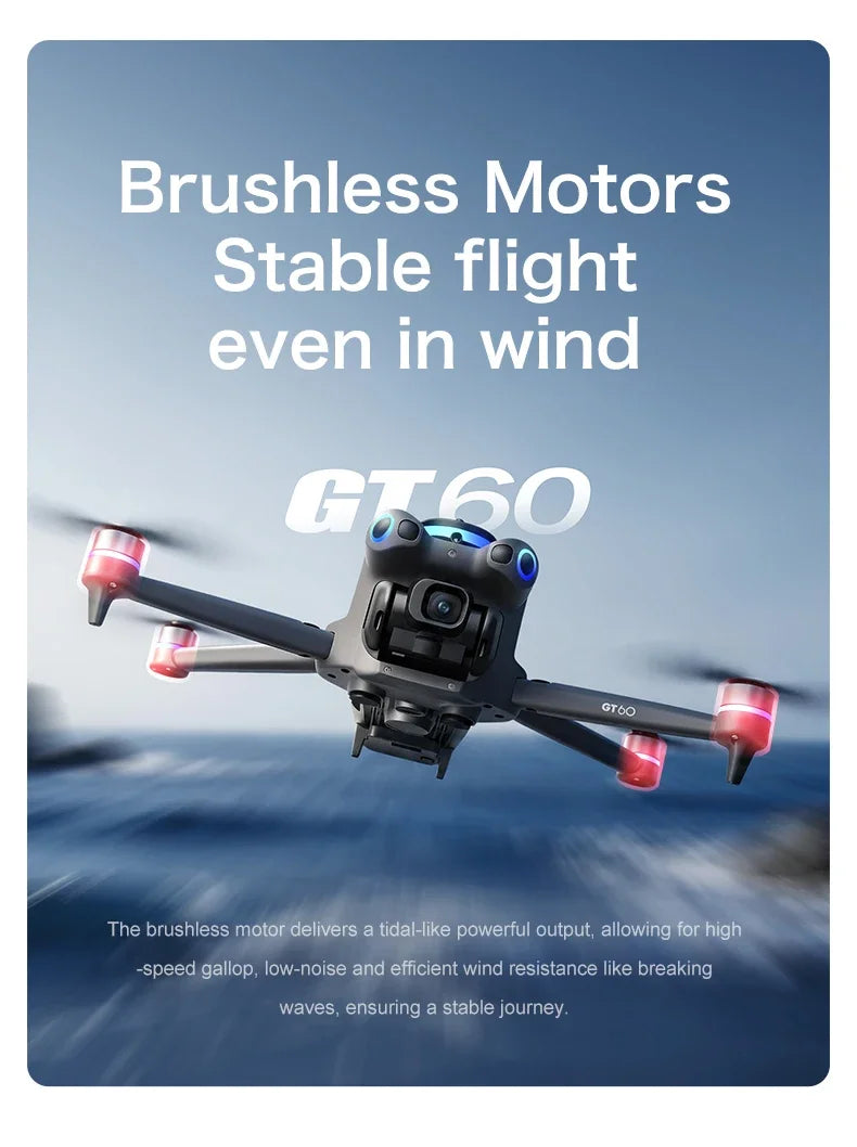 Original GT60 Foldable GPS Drone Screen Remote Brushless Dual 4K/8K Camera Obstacle Avoidance Airdrop RC Quadcopter For Adults