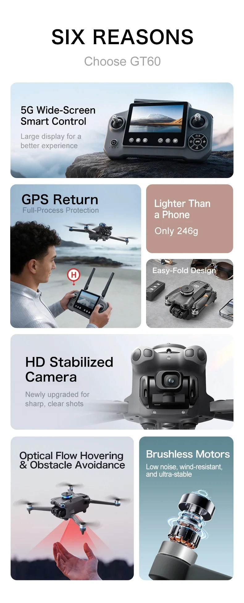 Original GT60 Foldable GPS Drone Screen Remote Brushless Dual 4K/8K Camera Obstacle Avoidance Airdrop RC Quadcopter For Adults
