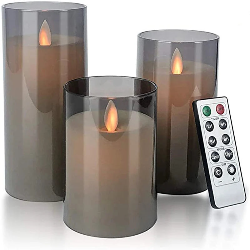 LED Lights for Home Electronic Candle LED Candle Decoration LED Glass Candle Full Set Remote Control Timer for Christmas Wedding