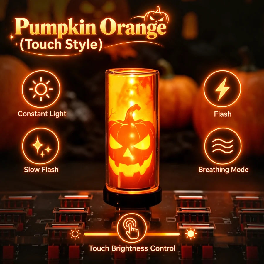 Halloween USB LED Glass Light Witch Pumpkin Skull Touch Control Dimmable Laptop Festival Toy Decoration Atmosphere Night Light