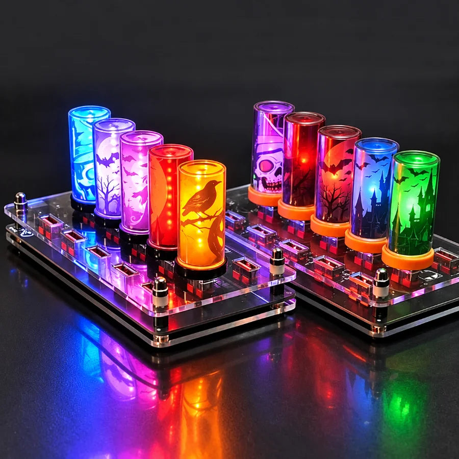 Halloween USB LED Glass Light Witch Pumpkin Skull Touch Control Dimmable Laptop Festival Toy Decoration Atmosphere Night Light