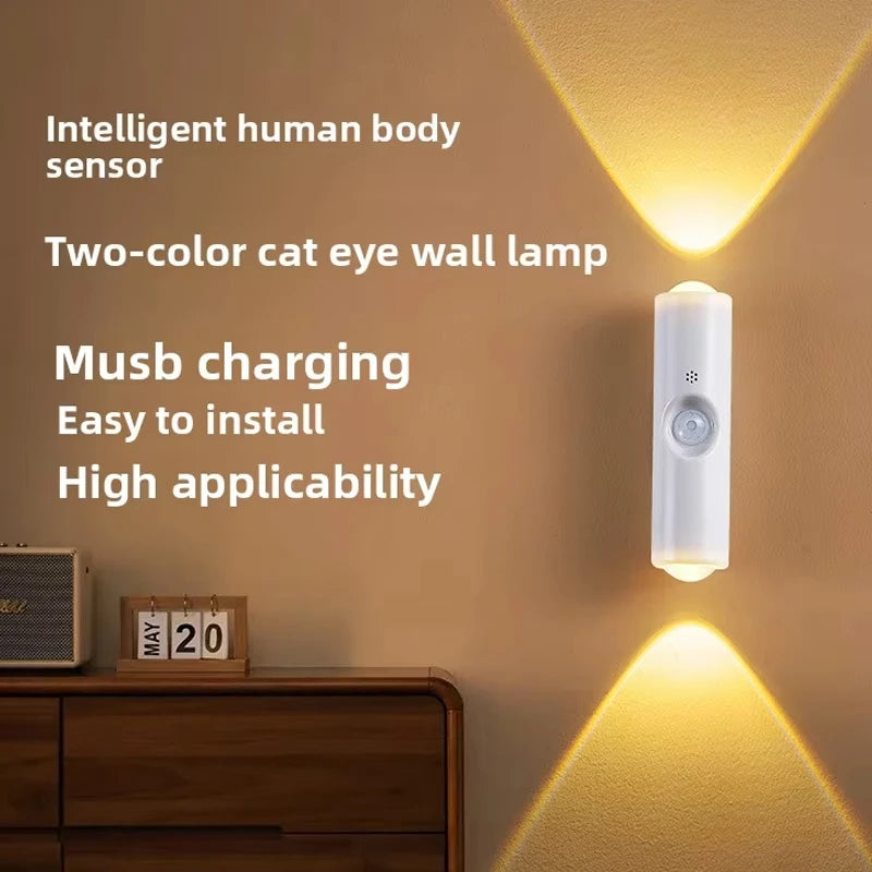 Motion Sensor Night Light RGB Gradient Wall Lamp Type-C Charging Wireless Magnetic Mounting Home Decoration Night Lamps