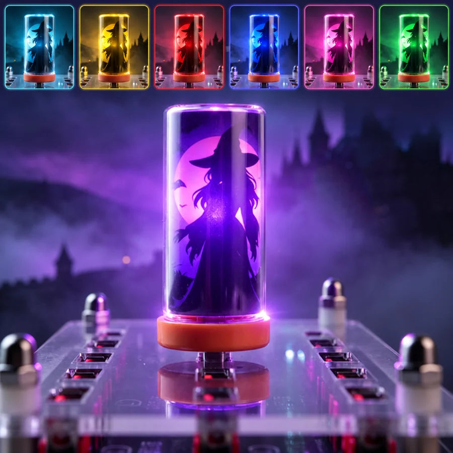 Halloween USB LED Glass Light Witch Pumpkin Skull Touch Control Dimmable Laptop Festival Toy Decoration Atmosphere Night Light