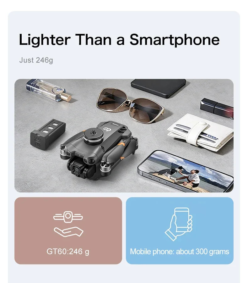 Original GT60 Foldable GPS Drone Screen Remote Brushless Dual 4K/8K Camera Obstacle Avoidance Airdrop RC Quadcopter For Adults