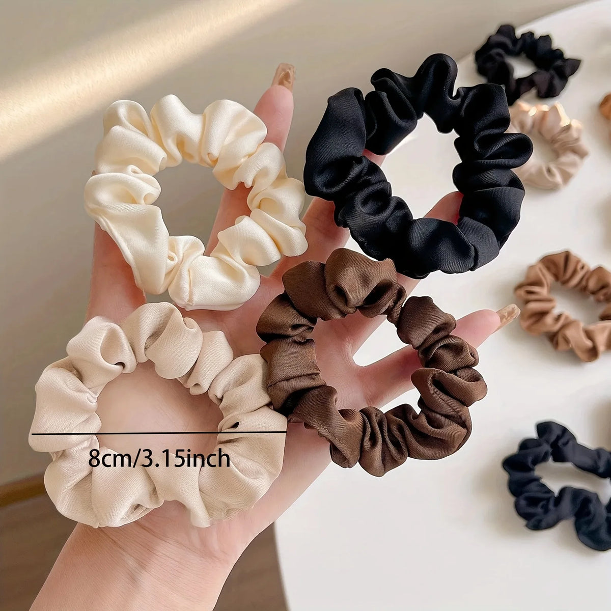 Women's Satin Scrunchies – Large Hair Ties for Low Bun & Ponytail, Simple Elegant Design, Versatile Daily Hair Accessory