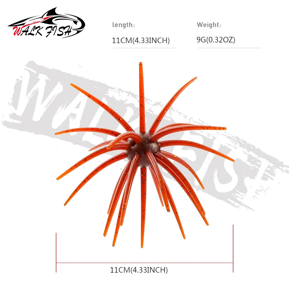WALK FISH 3Pcs 10cm 9g TPE Sea Urchin Soft Bait Silicone Fishing Lures for Bream Mandarin Tilapia Trout Sea Bass