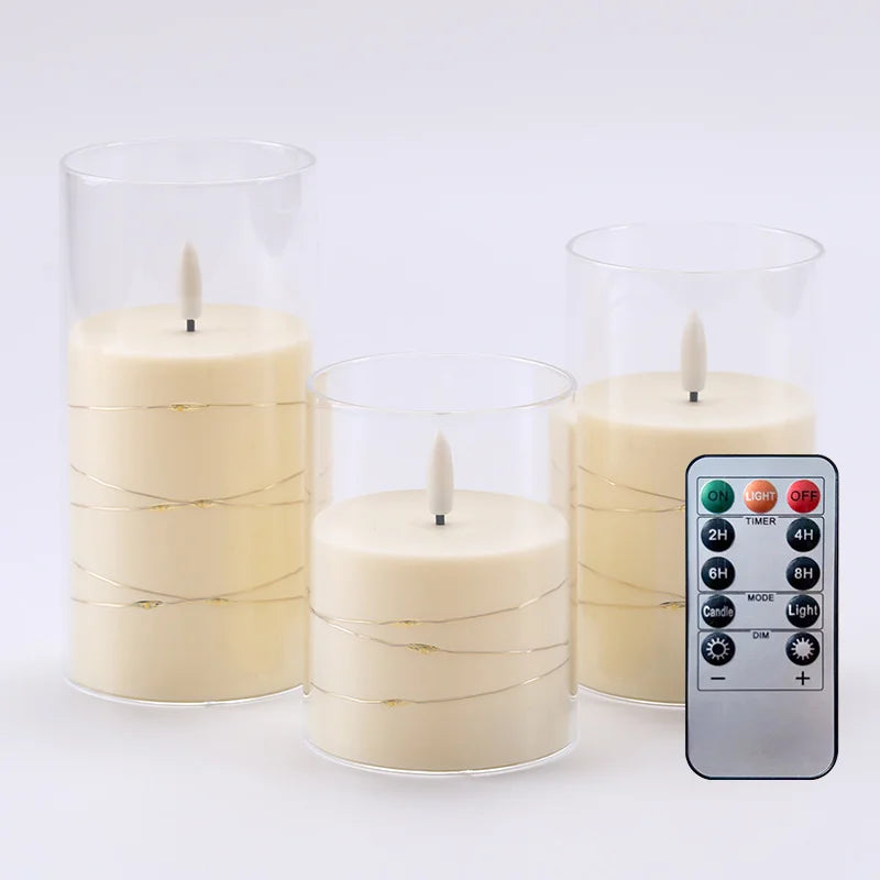 Decorative LED Candles with LED String Battery Powered Remote Control LED Candle Party Wedding Christmas Halloween Decoration