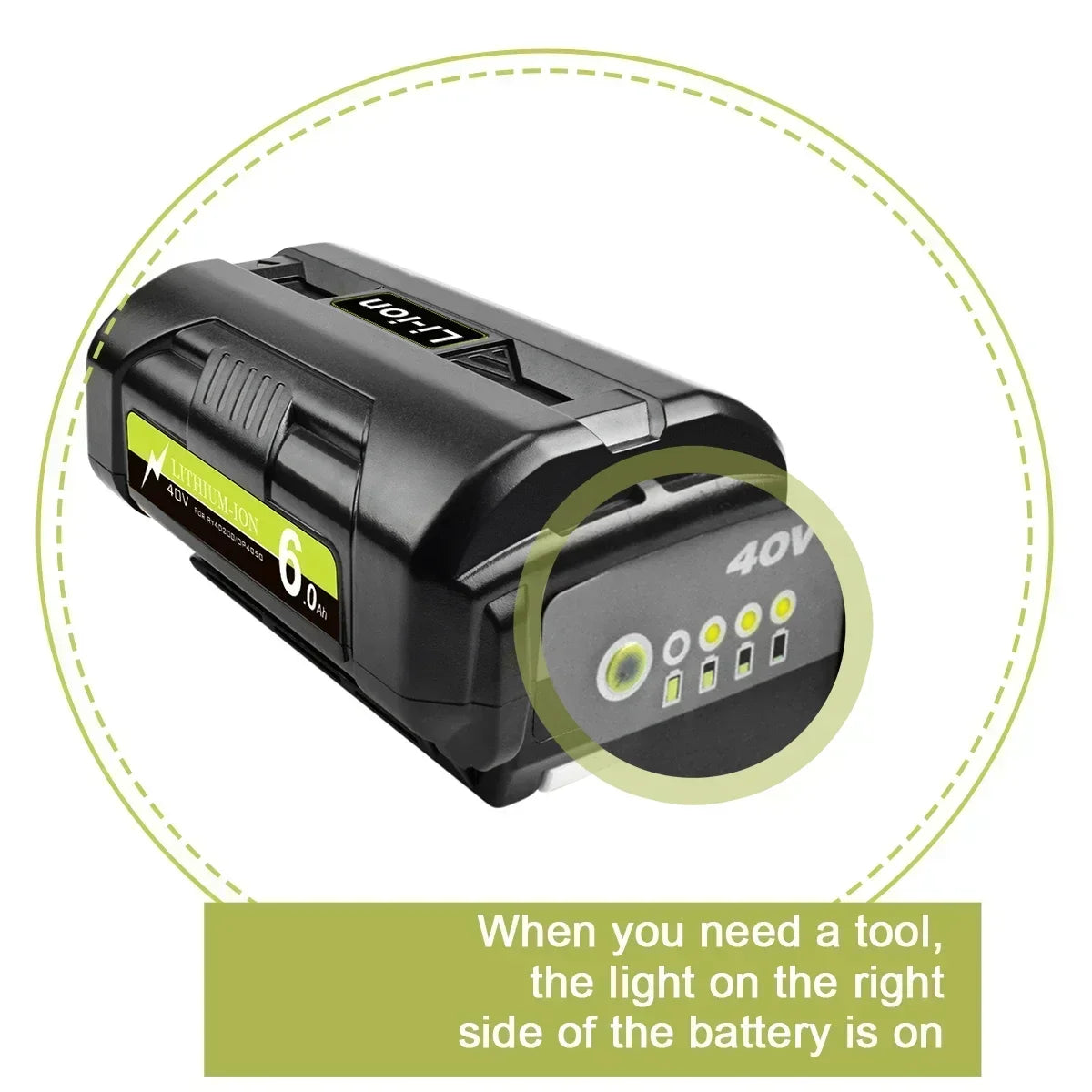 6.0Ah Li-Ion Rechargeable Battery for 40V Ryobi For RY40502 RY40200 40V Cordless Power Tools Battery OP4050 OP4026 OP40401