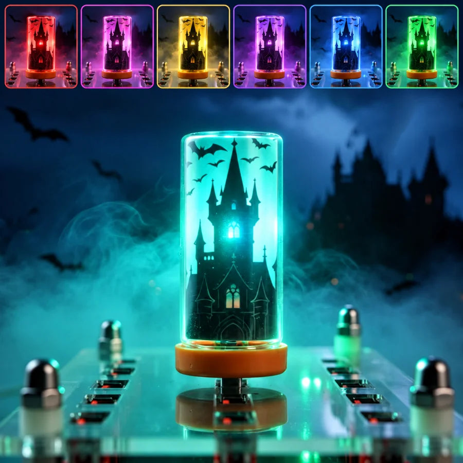 Halloween USB LED Glass Light Witch Pumpkin Skull Touch Control Dimmable Laptop Festival Toy Decoration Atmosphere Night Light