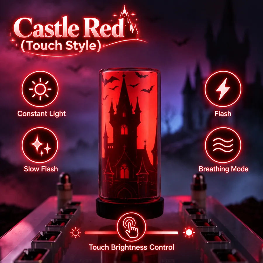 Halloween USB LED Glass Light Witch Pumpkin Skull Touch Control Dimmable Laptop Festival Toy Decoration Atmosphere Night Light