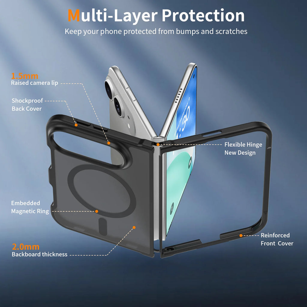 Luxury Matte Magnetic Charge Phone Case For iPhone Duo For Magsafe Skin Feel Translucent Shockproof Fold Cover Funda