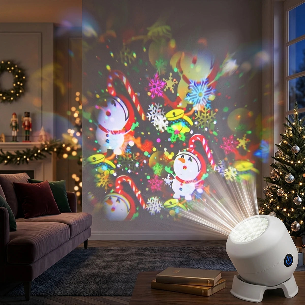 360°Rotating Projection Night Lights 8-Type Of Pattern LED Atmosphere Light For Christmas Halloween Birthday Party Bedroom Decor