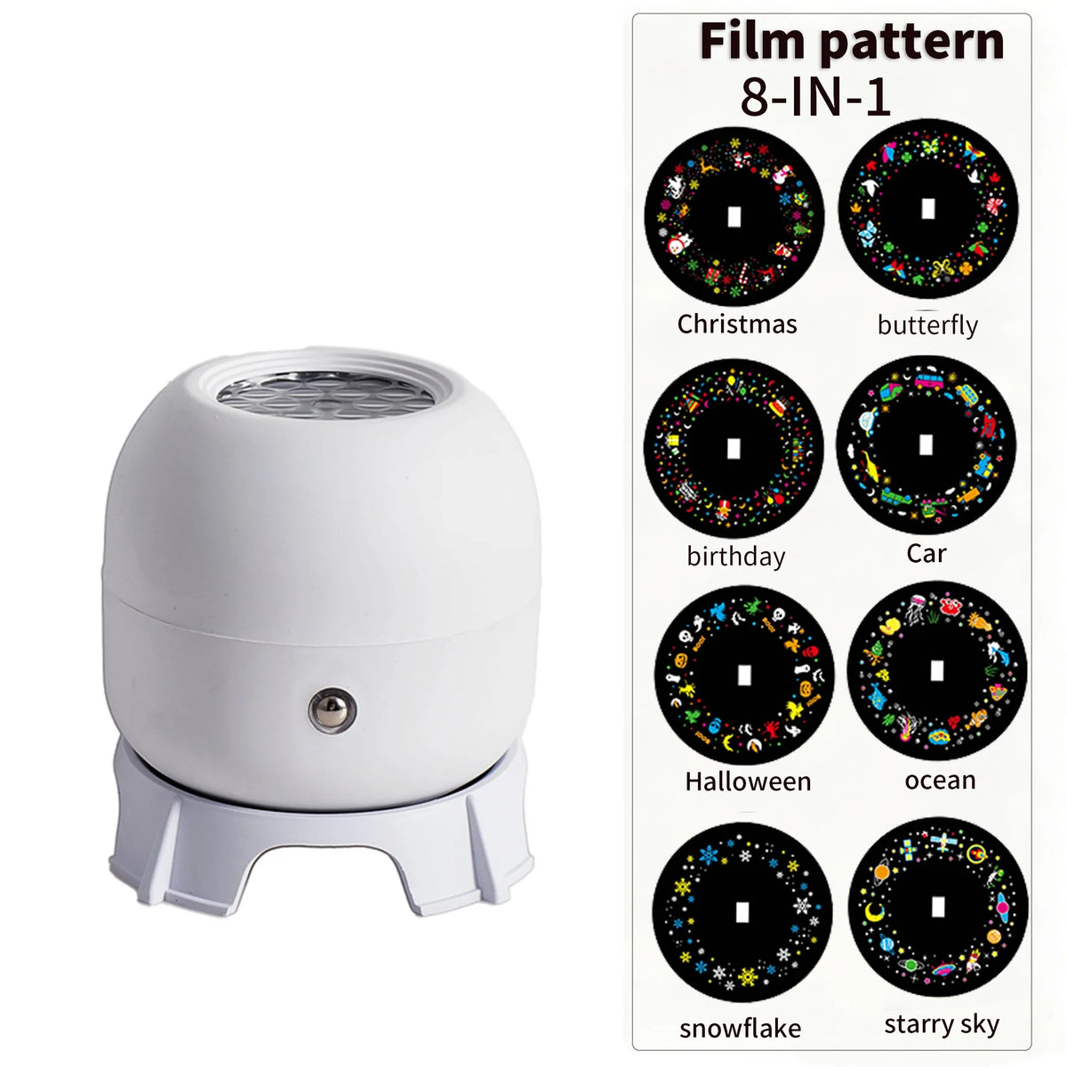 360°Rotating Projection Night Lights 8-Type Of Pattern LED Atmosphere Light For Christmas Halloween Birthday Party Bedroom Decor