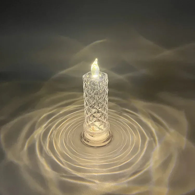 LED Candle Light, Projection Flameless Flickering Decorative Crystal Ambient for Bedroom Bedside Romantic Decor Gift Home