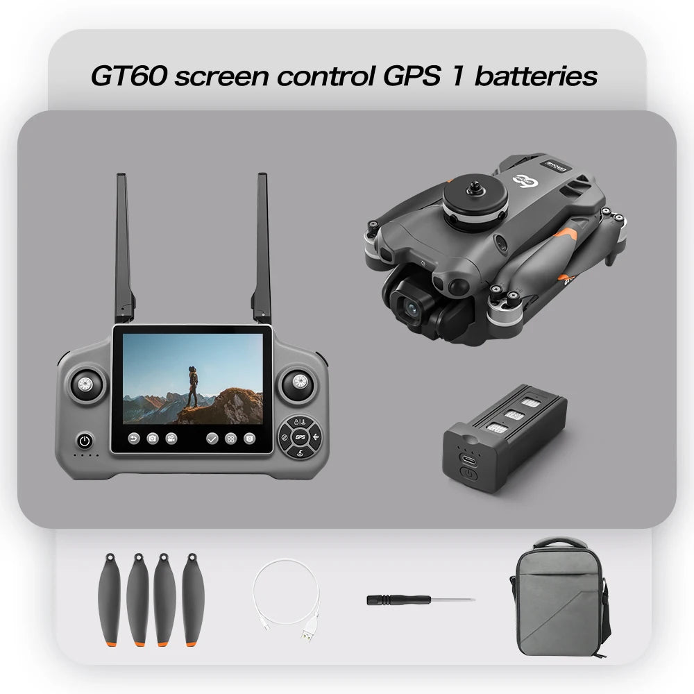 Original GT60 Foldable GPS Drone Screen Remote Brushless Dual 4K/8K Camera Obstacle Avoidance Airdrop RC Quadcopter For Adults