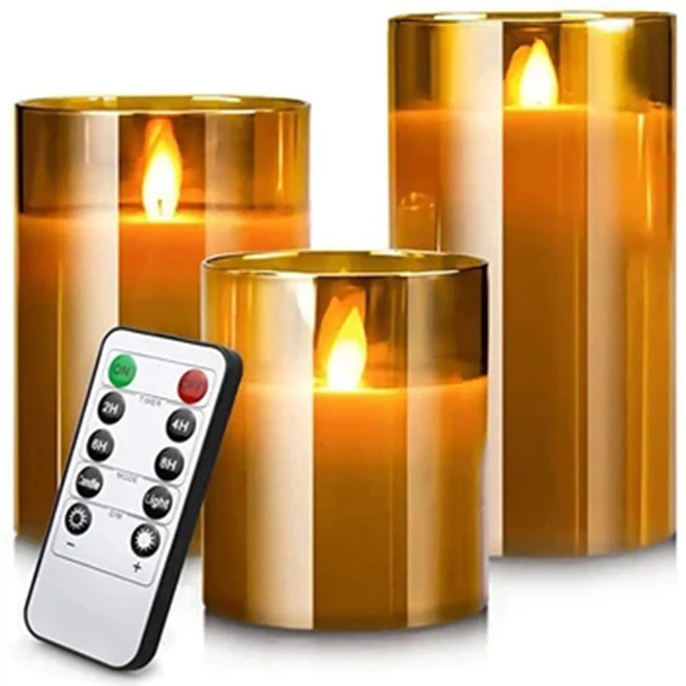 LED Lights for Home Electronic Candle LED Candle Decoration Glass Candle Full Set Remote Control Timer for Christmas Wedding