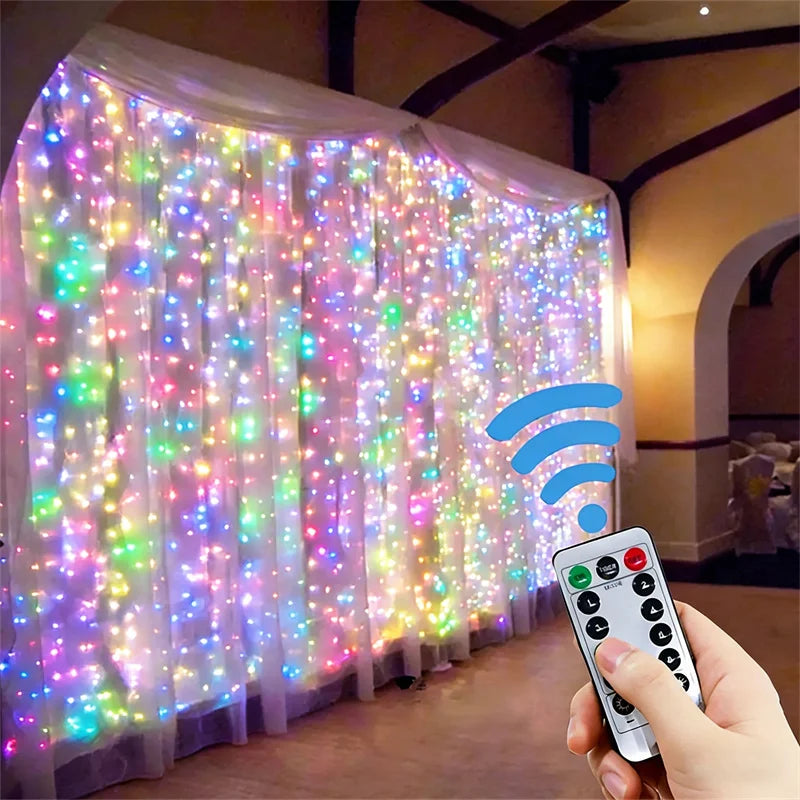 USB Powered Curtain String Lights 8 Modes LED Lights with Remote Control Bedroom Wedding Halloween Decorations Christmas Lights